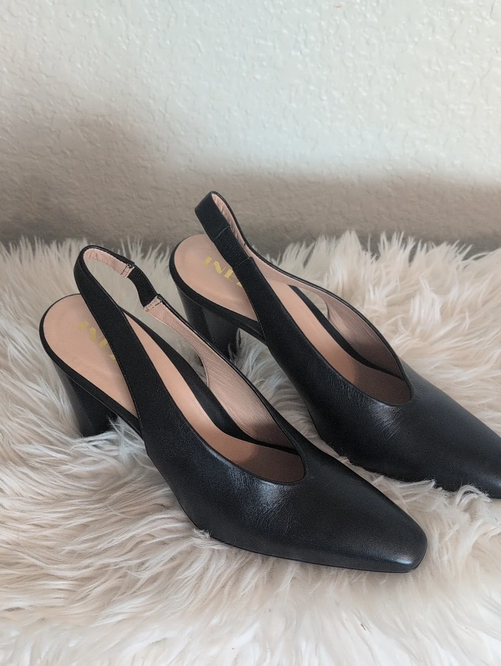 INEZ - Leather Women’s Black Slingbacks Heels